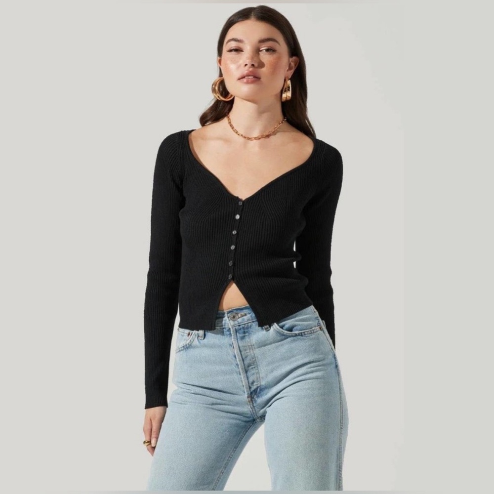 Ribbed V-Neck Cardigan Size Medium Like New
